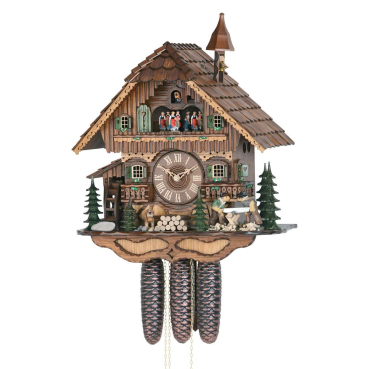 Hekas hochwertige Schwarzwaldhaus Musik Kuckucksuhr mit 8-Tage Werk