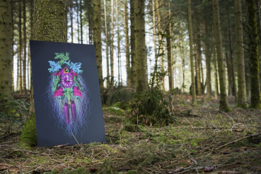 Preview: Kuckucksuhr modern Wandbild. 8-Tage Terk. bunt. Aluminium