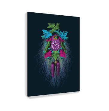 Kuckucksuhr modern Wandbild. 8-Tage Terk. bunt. Aluminium