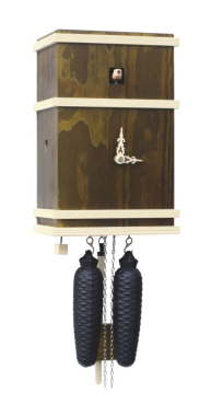 Kuckucksuhr modern. 8-Tage Werk. Holzmaserung grün mit Holzleisten