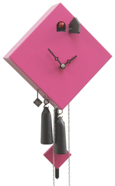 Kuckucksuhr modern Wanduhr Raute. 1-Tag Werk. lasiert. magenta